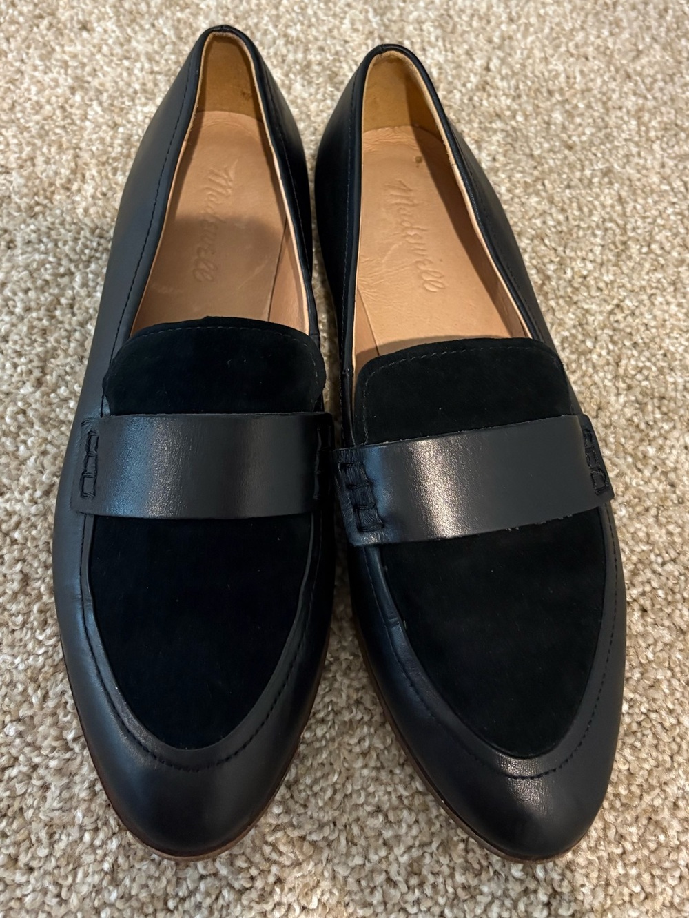 Madewell Black Leather and Suede Loafers